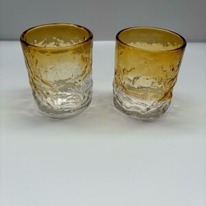 VTG 2 Anchor Hocking LIDO MILANO Honey Gold Gradient Tumbler Short Glasses 4 OZ